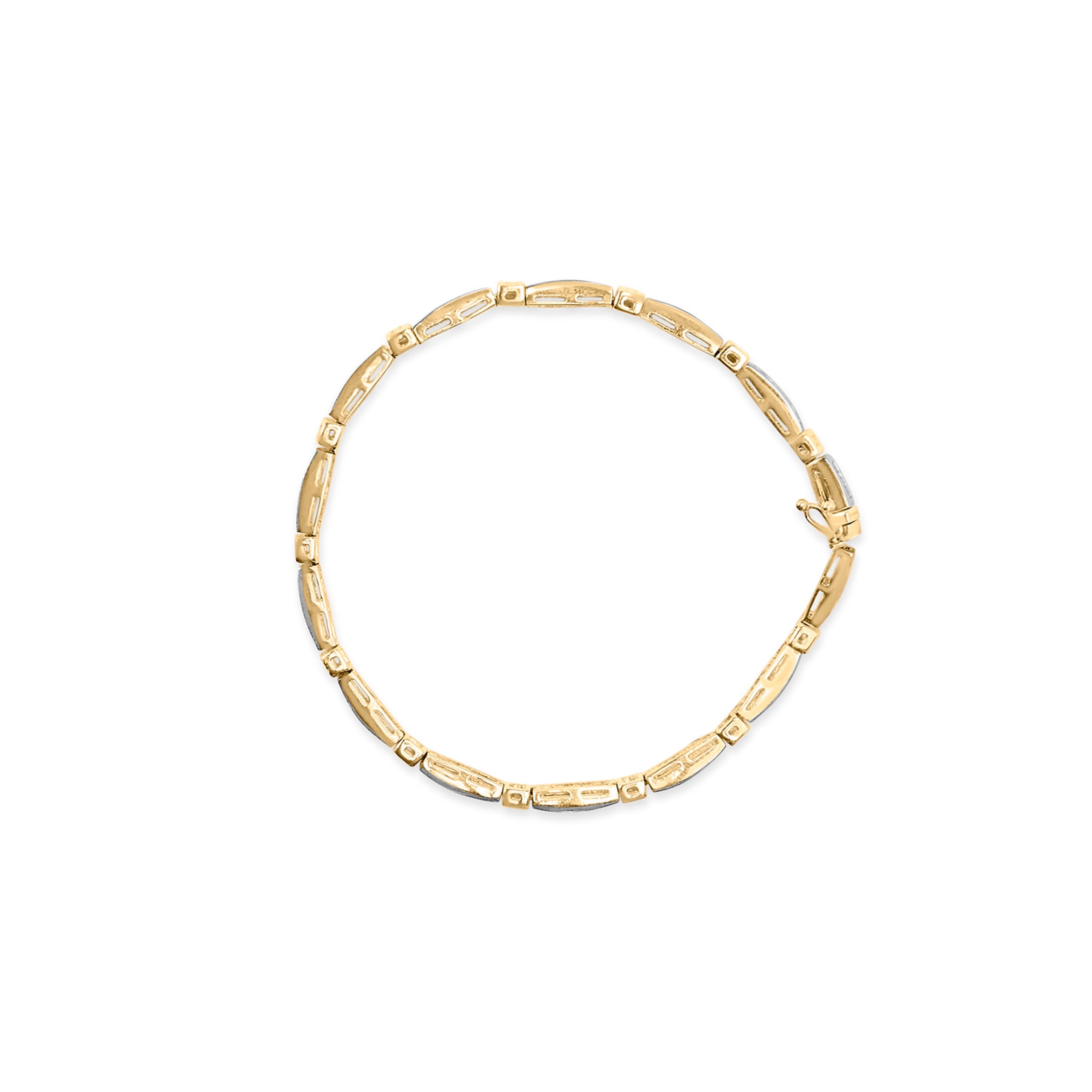 14K Yellow Gold 1.00 Cttw Baguette Diamond Channel Link Bracelet
