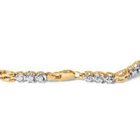 10k Yellow Gold 1.00 Cttw Diamond 3 Stone Link Bracelet (I-J Color, I1-I2 Clarity) -7.25" Inches
