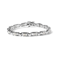 14K White Gold 1.00 Cttw Princess-Cut Diamond Link Bracelet (I-J Color, I1-I2 Clarity) - Size 7.25