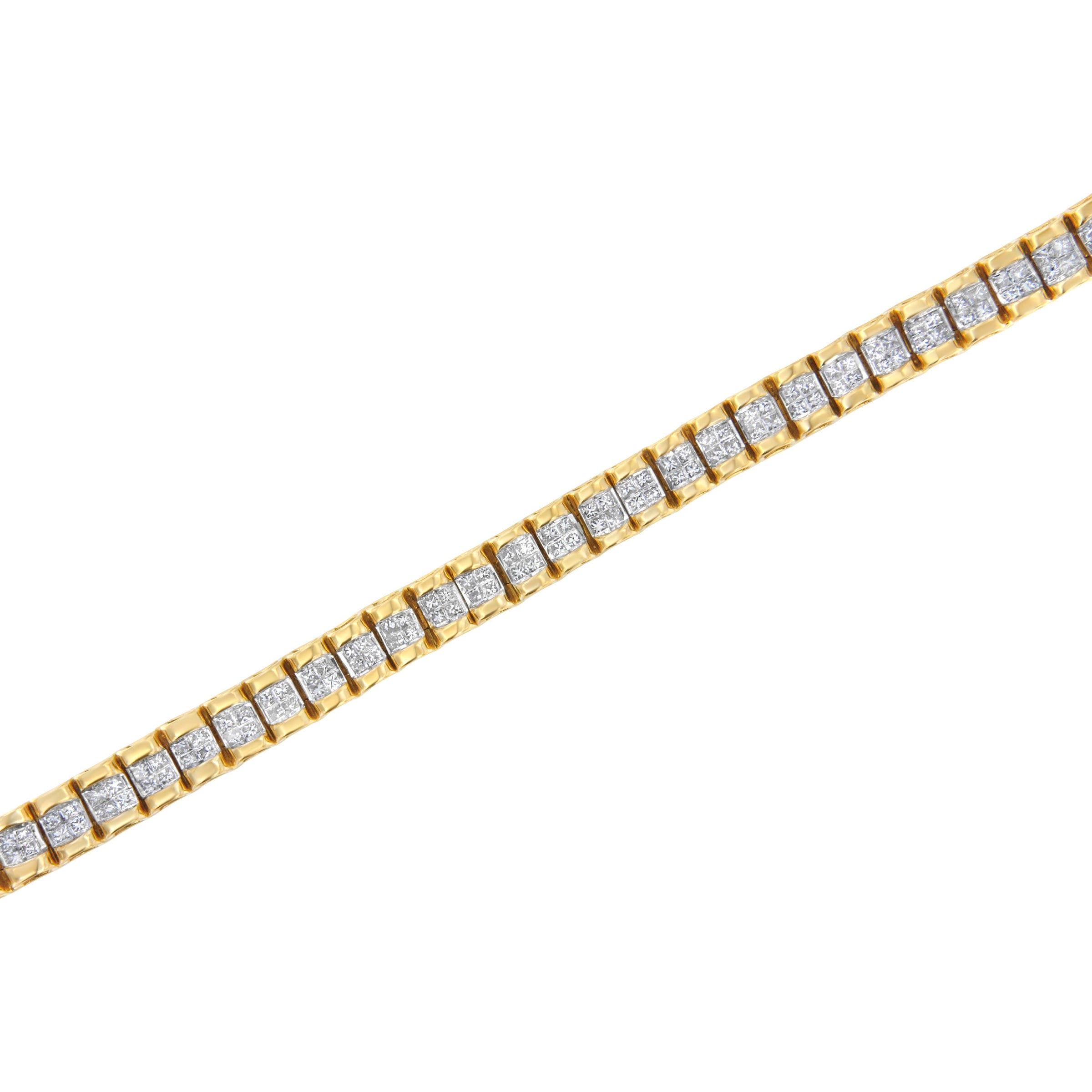 14K Yellow Gold 3.0 Cttw Princess Cut Quad Invisible Set Tennis Bracelet (H-I Color, SI1-SI2 Clarity) - 7â€
