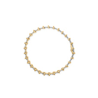 10K Yellow Gold Plated .925 Sterling Silver 2.0 Cttw Round Diamond Cluster "X" Shaped Link Bracelet (H-I Color, I3 Clarity) - 7"