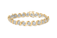 10K Yellow Gold 4.00 Cttw Round-Cut Diamond Floral Link 7.5" Bracelet (H-I Color, I2-I3 Clarity)