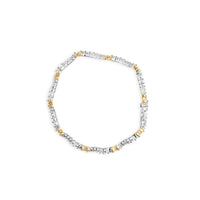 10K Two-Tone 2.00 Cttw Diamond "X" and Wave Link Bracelet (H-I Color, I1-I2 Clarity) - 7" Inches