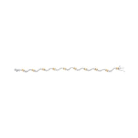 10K Two-Tone 2.00 Cttw Diamond "X" and Wave Link Bracelet (H-I Color, I1-I2 Clarity) - 7" Inches