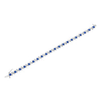 .925 Sterling Silver, Lab-Grown Gemstone and 4 Cttw Round Diamond Tennis Bracelet (H-I Color, I1-I2 Clarity) - Created Blue Sapphire, September Birthstone