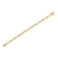 14K Yellow Gold 7.50 Cttw Princess and Baguette Diamond Geometric Link Bracelet