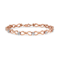 10K Rose Gold 1/2 cttw Diamond Cluster and Infinity Weave Link Bracelet (H-I Color, I2-I3 Clarity) - Size 7"