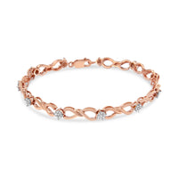 10K Rose Gold Plated .925 Sterling Silver 1/2 Cttw Diamond Infinity Link Tennis Bracelet (H-I Color, I2-I3 Clarity) -7â€