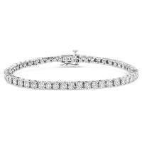 14K White Gold 3.0 Cttw Lab Grown Diamond Illusion-Set Miracle Plate Tennis Bracelet (F-G Color, VS1-VS2 Clarity) - Size 7.25"