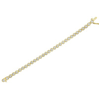14K Yellow Gold Plated .925 Sterling Silver 1/10 Cttw Diamond Open Circle Beaded Wheel Link Tennis Bracelet (I-J Color, I3 Clarity) - 7.25"