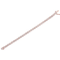 14K Rose Gold Over .925 Sterling Silver 1/4 Cttw Diamond 7" Open Circle Wheel Link Tennis Bracelet (I-J Color, I2-I3 Clarity)