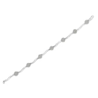 .925 Sterling Silver 1.0 cttw Miracle-Set Diamond 7 Stone Floral Cluster Link Bracelet (I-J Color, I3 Clarity) -7"