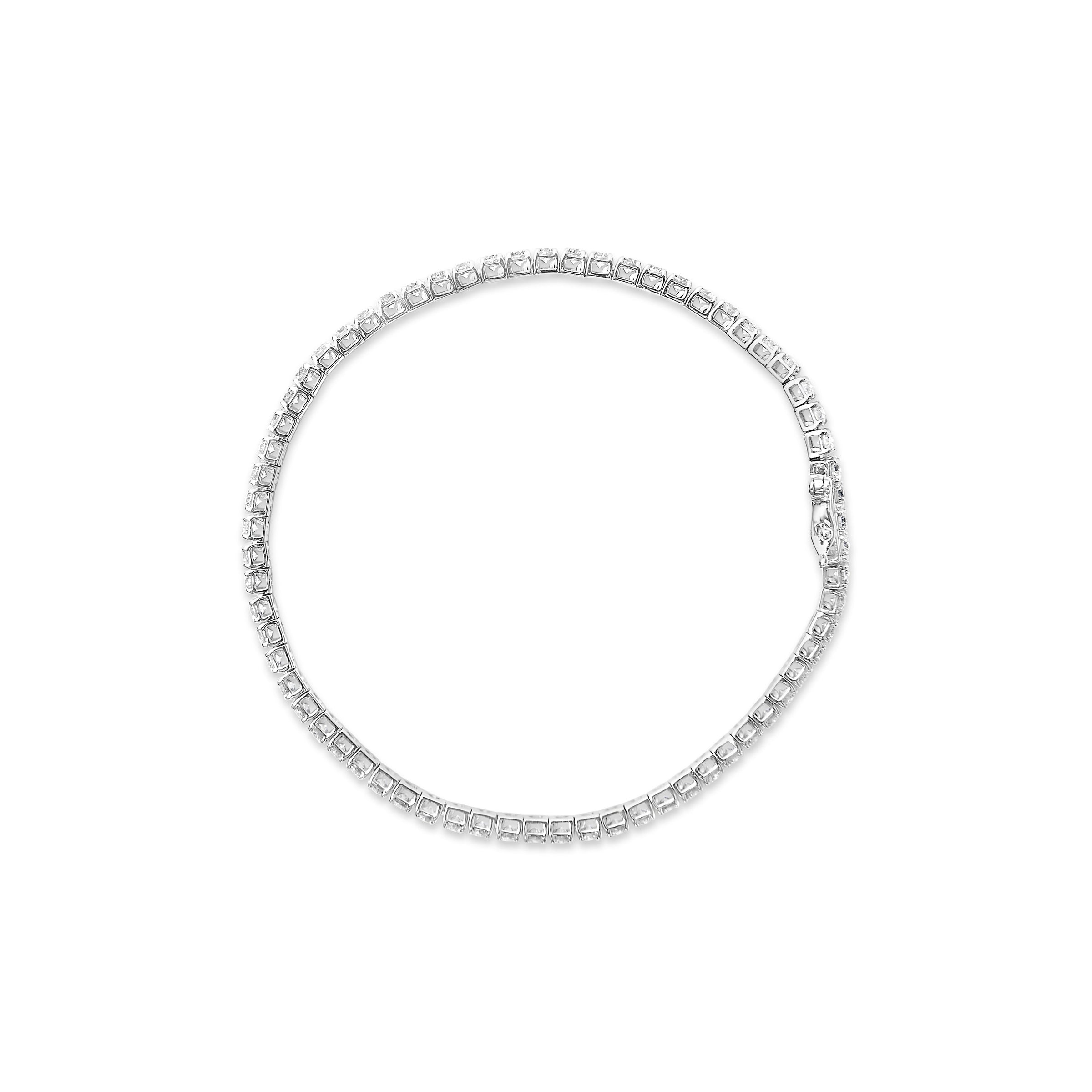14K White Gold 4.0 Cttw Classic Lab-Grown Diamond Tennis Bracelet (F-G Color, VS2-SI1 Clarity) - 7" Inches