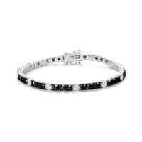 .925 Sterling Silver 3.0 Cttw Black and White Diamond Tennis Bracelet (I-J Color, I2-I3 Clarity) - 7.25" Inches