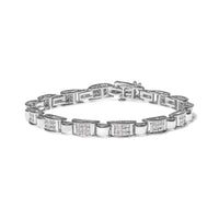 14K White Gold 2.00 Cttw Princess Diamond Invisible Set Link Bracelet (H-I Color, SI2-I1 Clarity) - 7"