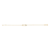 10K Yellow Gold 1/10 Cttw Diamond Paperclip Charm Adjustable Link Bracelet  (I-J Color, I1-I2 Clarity) - 7.25 Inch
