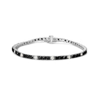 .925 Sterling Silver 3.0 Cttw Black and White Diamond Tennis Bracelet (I-J Color, I2-I3 Clarity) - 7.25" Inches