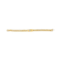 14K Yellow Gold Plated .925 Sterling Silver Diamond Accent Inlaid Cross Cuban Link Bracelet (I-J Color, I3 Clarity)-  7.25"