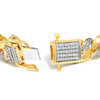 14K Yellow Gold Plated .925 Sterling Silver 3/8 Cttw Diamond Cuban Bracelet (I-J Color, I3 Clarity) - 7.25"