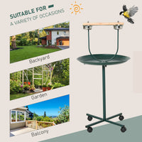 48" Rolling T-Stand, Parrot Stand, Bird Training Activity Playground With Wheels and Perch,, Bird Play Perch, Green