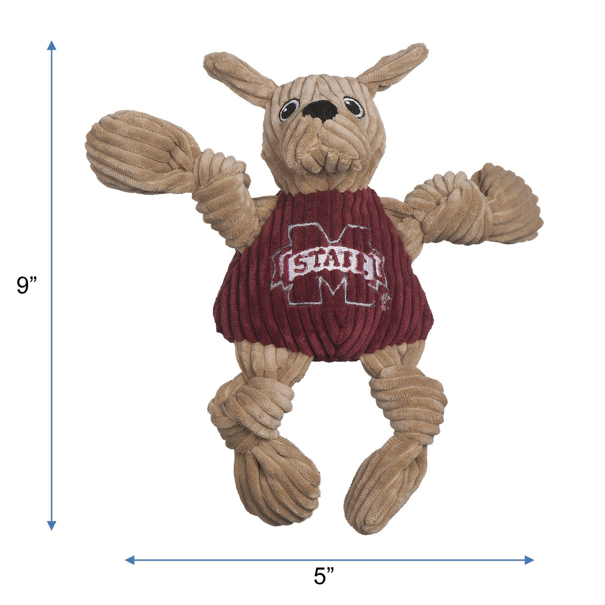 NCAA Mississippi State University, Bully the Bulldog Knottie® Plush Dog Toy - BIG FRENCHIES