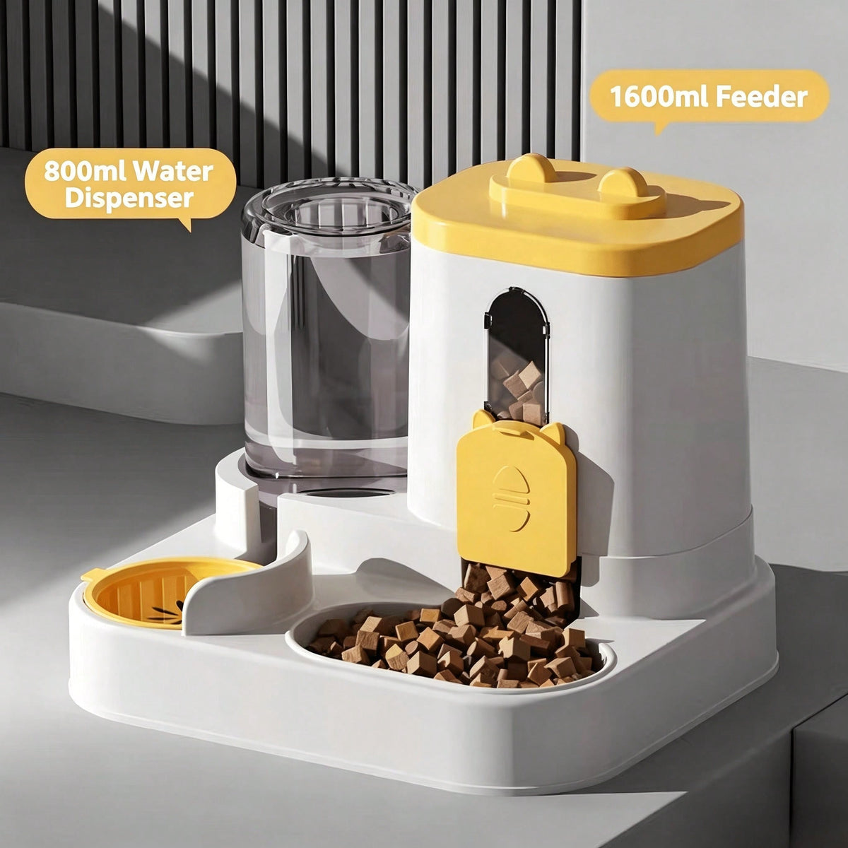 4 Colors Gravity Pet Feeder Water Dispenser Cute Cat Shaped Automatic Food Water Bowl Large Capacity Detachable Stable A