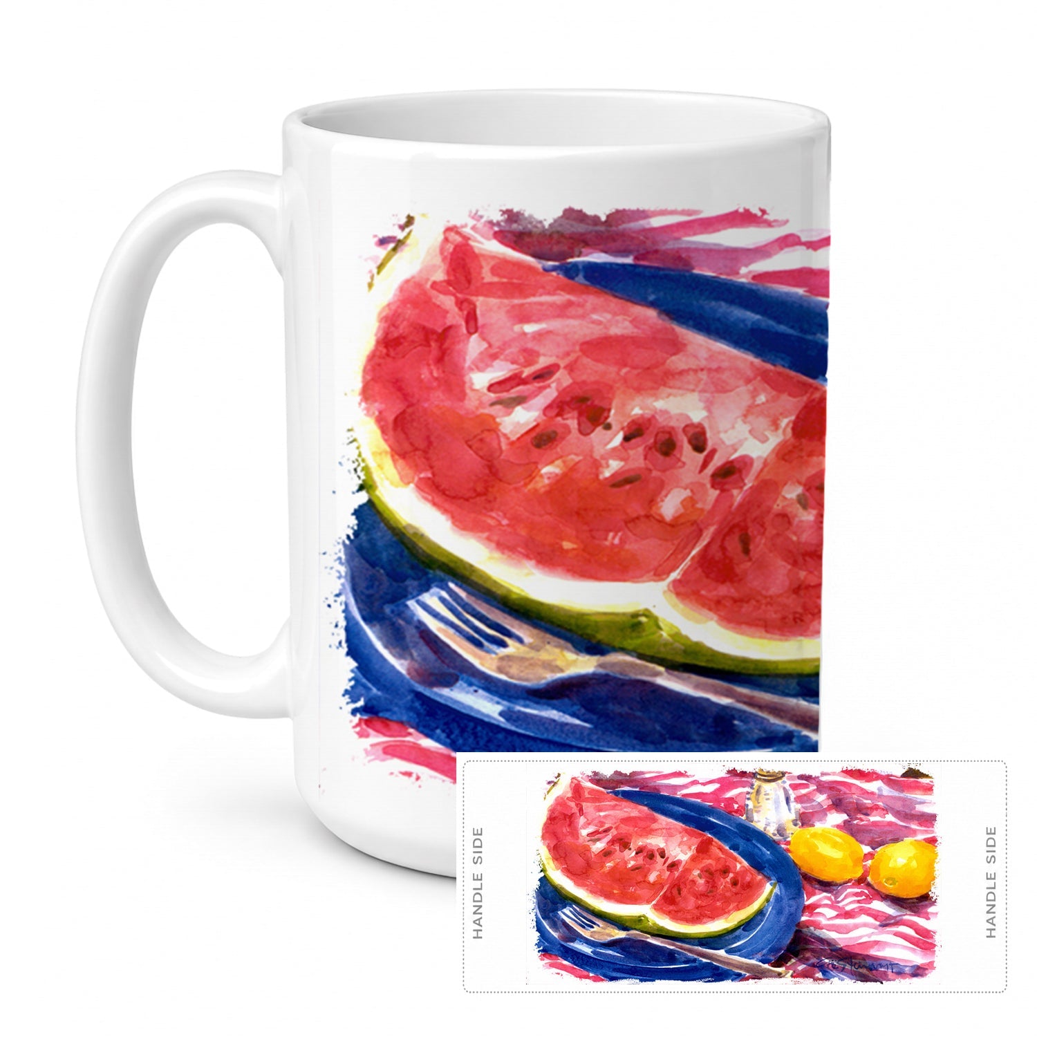 Watermelon Ceramic Coffee Mug 15 oz Decorative Large C Handle Mug Cup for Tea, Cocoa Hot Chocolate