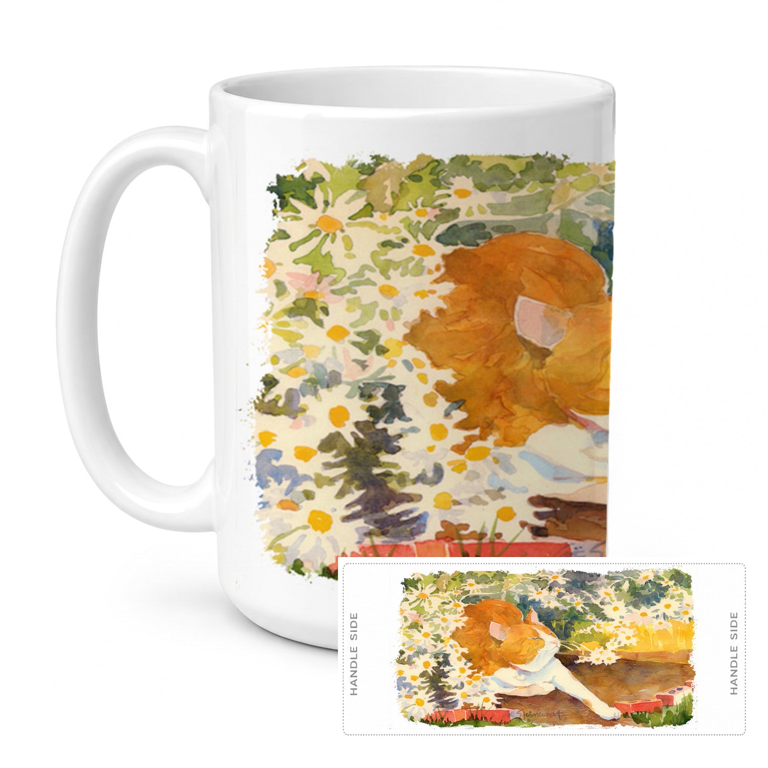 Cat Ceramic Coffee Mug 15 oz Decorative Large C Handle Mug Cup for Tea, Cocoa Hot Chocolate