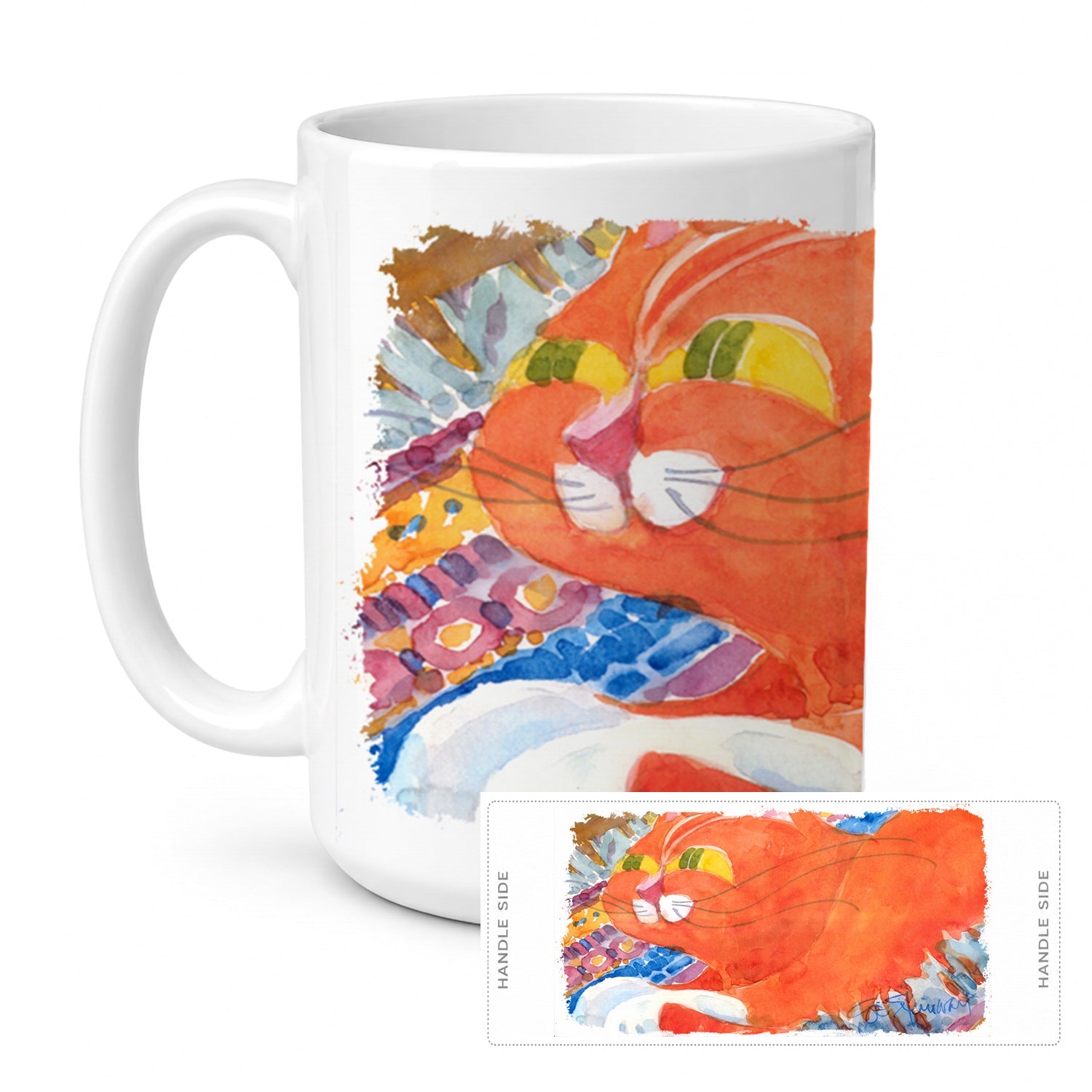 Cat Ceramic Coffee Mug 15 oz Decorative Large C Handle Mug Cup for Tea, Cocoa Hot Chocolate