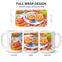 Florida Oranges Sliced for breakfast Ceramic Coffee Mug 15 oz Decorative Large C Handle Mug Cup for Tea, Cocoa Hot Chocolate