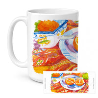 Florida Oranges Sliced for breakfast Ceramic Coffee Mug 15 oz Decorative Large C Handle Mug Cup for Tea, Cocoa Hot Chocolate