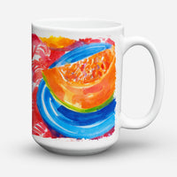 A Slice of Cantelope Ceramic Coffee Mug 15 oz Decorative Large C Handle Mug Cup for Tea, Cocoa Hot Chocolate