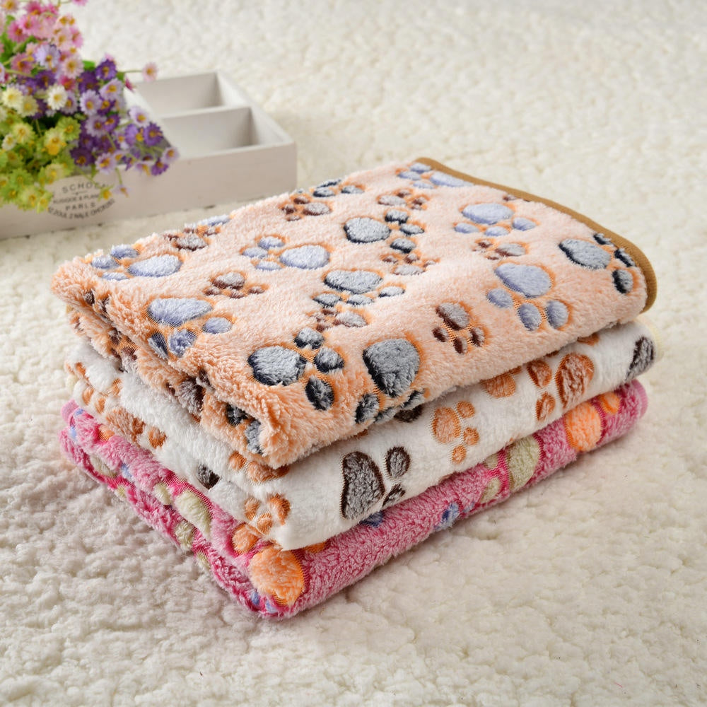 3 Pack Pet Blanket, Soft Plush Paw Print Dog Blanket Washable, Warm Fleece Cat Blanket For Large Medium Dogs, Sofa Couch