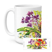 Flower Ceramic Coffee Mug 15 oz Decorative Large C Handle Mug Cup for Tea, Cocoa Hot Chocolate