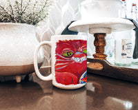 Big Red Cat at the fishbowl Ceramic Coffee Mug 15 oz Decorative Large C Handle Mug Cup for Tea, Cocoa Hot Chocolate