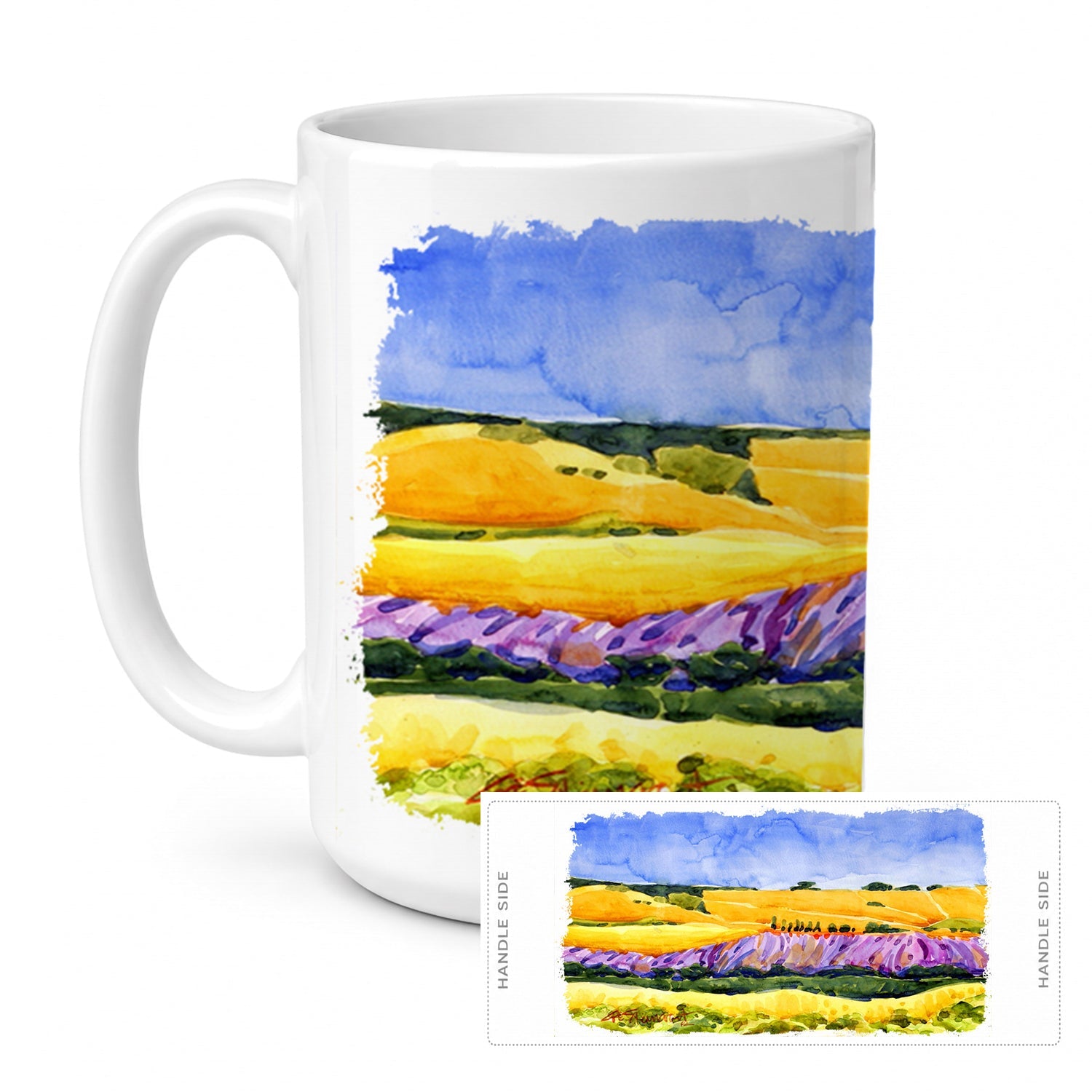 Landscape Ceramic Coffee Mug 15 oz Decorative Large C Handle Mug Cup for Tea, Cocoa Hot Chocolate
