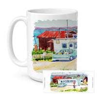 Seafood Shack for fresh shrimp Ceramic Coffee Mug 15 oz Decorative Large C Handle Mug Cup for Tea, Cocoa Hot Chocolate