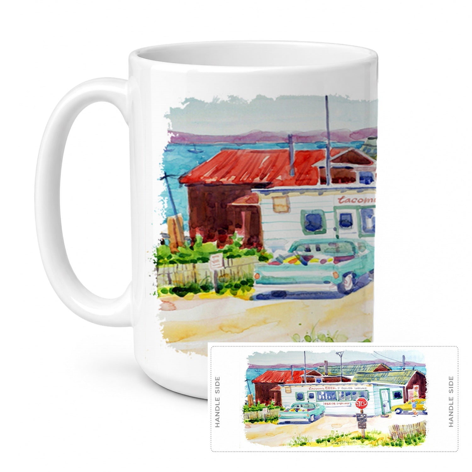 Seafood Shack for fresh shrimp Ceramic Coffee Mug 15 oz Decorative Large C Handle Mug Cup for Tea, Cocoa Hot Chocolate