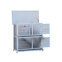 Rabbit Hutch Outdoor, 2-Story Rabbit Cage Indoor With Run, Bunny Cage With 2 Removable No-Leak Trays, Pet Cages With Non