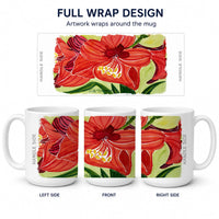 Flower - Amaryllis Ceramic Coffee Mug 15 oz Decorative Large C Handle Mug Cup for Tea, Cocoa Hot Chocolate