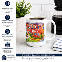 Harbour Ceramic Coffee Mug 15 oz Decorative Large C Handle Mug Cup for Tea, Cocoa Hot Chocolate