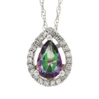 Treated Topaz Diamond Fashion Pendants 14KT White Gold