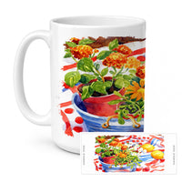 Flowers with a side of lemons Ceramic Coffee Mug 15 oz Decorative Large C Handle Mug Cup for Tea, Cocoa Hot Chocolate