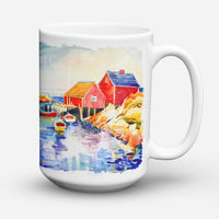 Boats at Harbour with a view Ceramic Coffee Mug 15 oz Decorative Large C Handle Mug Cup for Tea, Cocoa Hot Chocolate