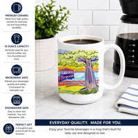 Dock at the pier Ceramic Coffee Mug 15 oz Decorative Large C Handle Mug Cup for Tea, Cocoa Hot Chocolate