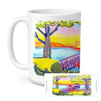 Dock at the pier Ceramic Coffee Mug 15 oz Decorative Large C Handle Mug Cup for Tea, Cocoa Hot Chocolate