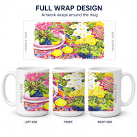 Flower - Primroses Ceramic Coffee Mug 15 oz Decorative Large C Handle Mug Cup for Tea, Cocoa Hot Chocolate