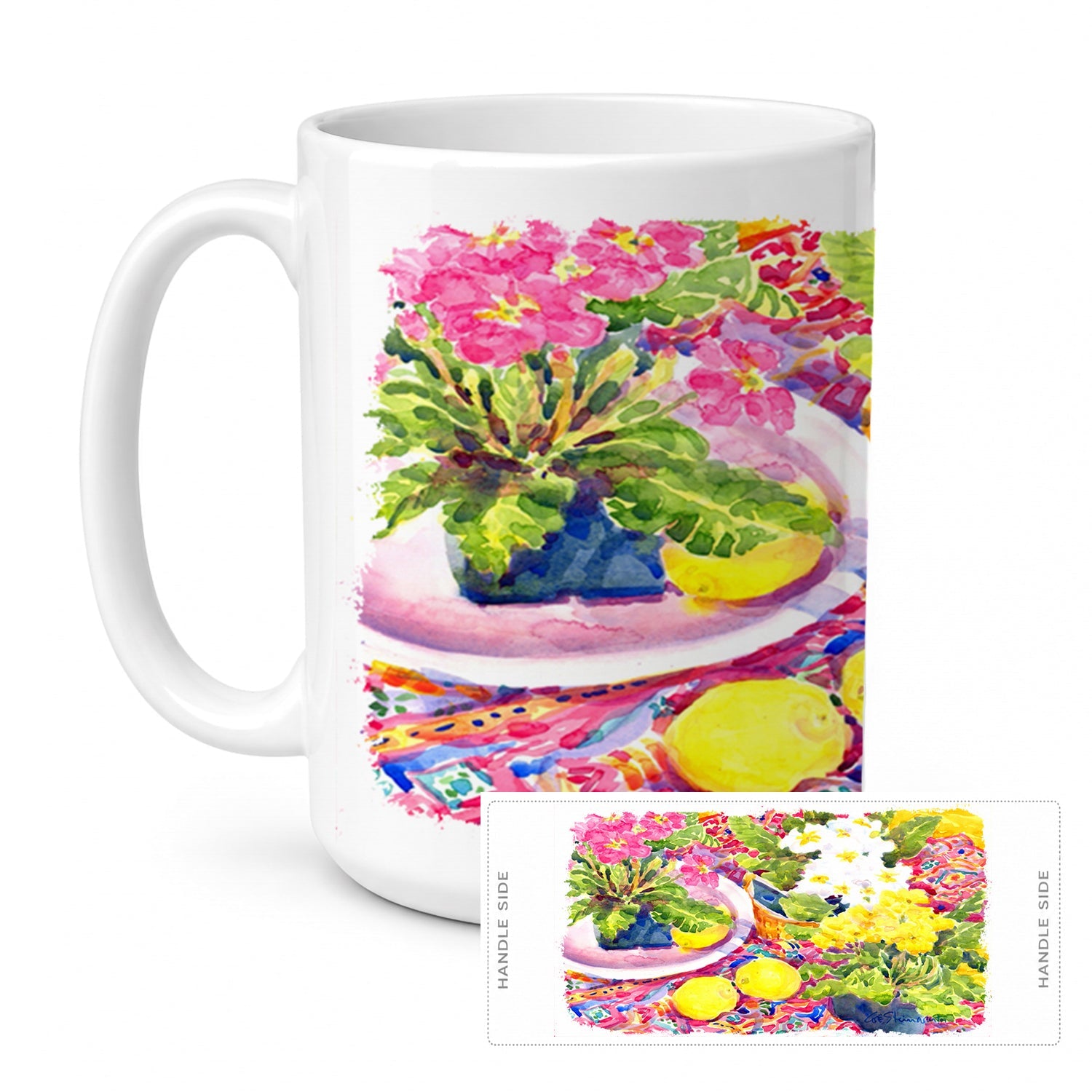 Flower - Primroses Ceramic Coffee Mug 15 oz Decorative Large C Handle Mug Cup for Tea, Cocoa Hot Chocolate