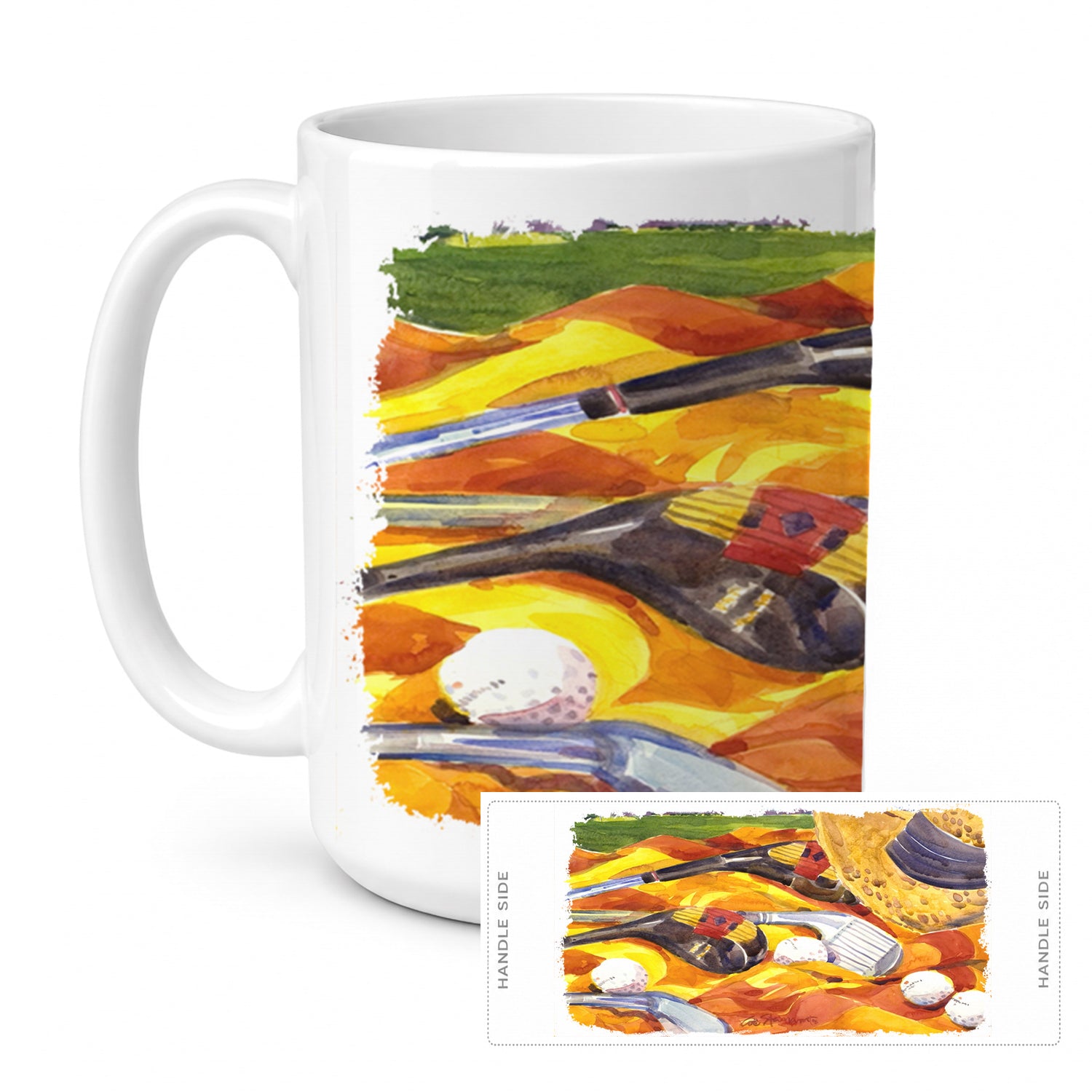 Golf Clubs Golfer Ceramic Coffee Mug 15 oz Decorative Large C Handle Mug Cup for Tea, Cocoa Hot Chocolate