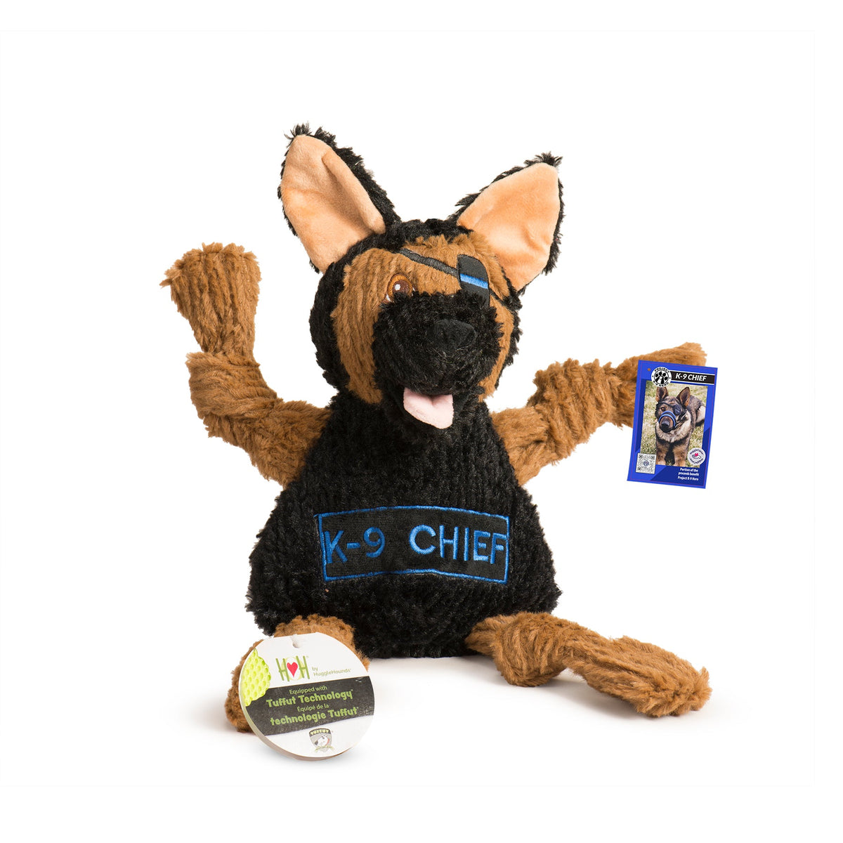 HuggleCause™, Project K-9 Hero, K-9 Chief Knottie® Plush Dog Toy, Large - BIG FRENCHIES